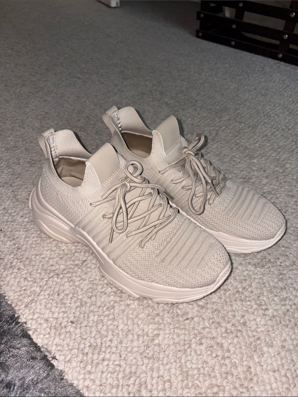 Women’s Beige Lace-Up Sneakers